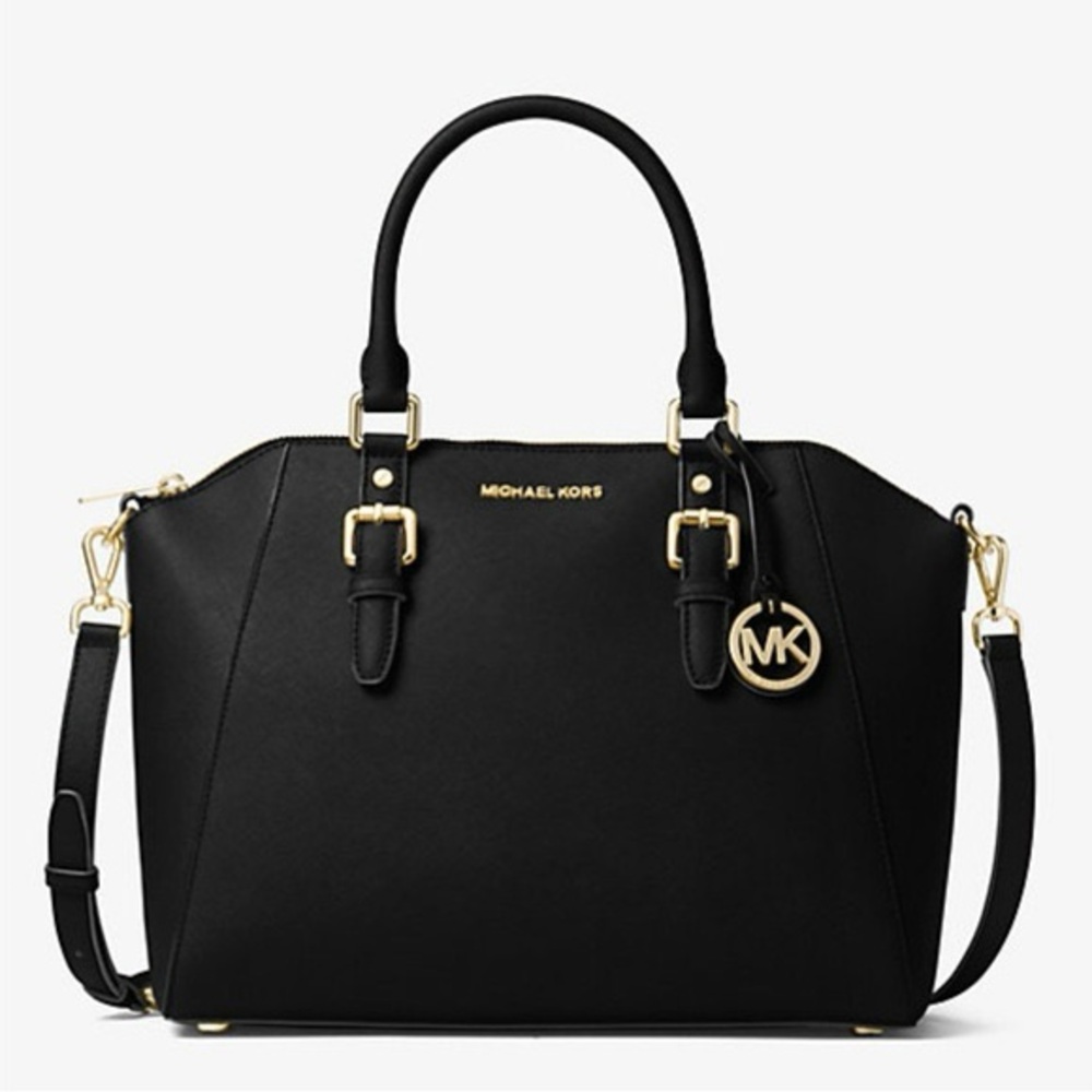 Michael Kors - Ciara large saffiano leather satchel in black